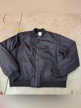 GAP Men's Dark Black Bomber Jacket
